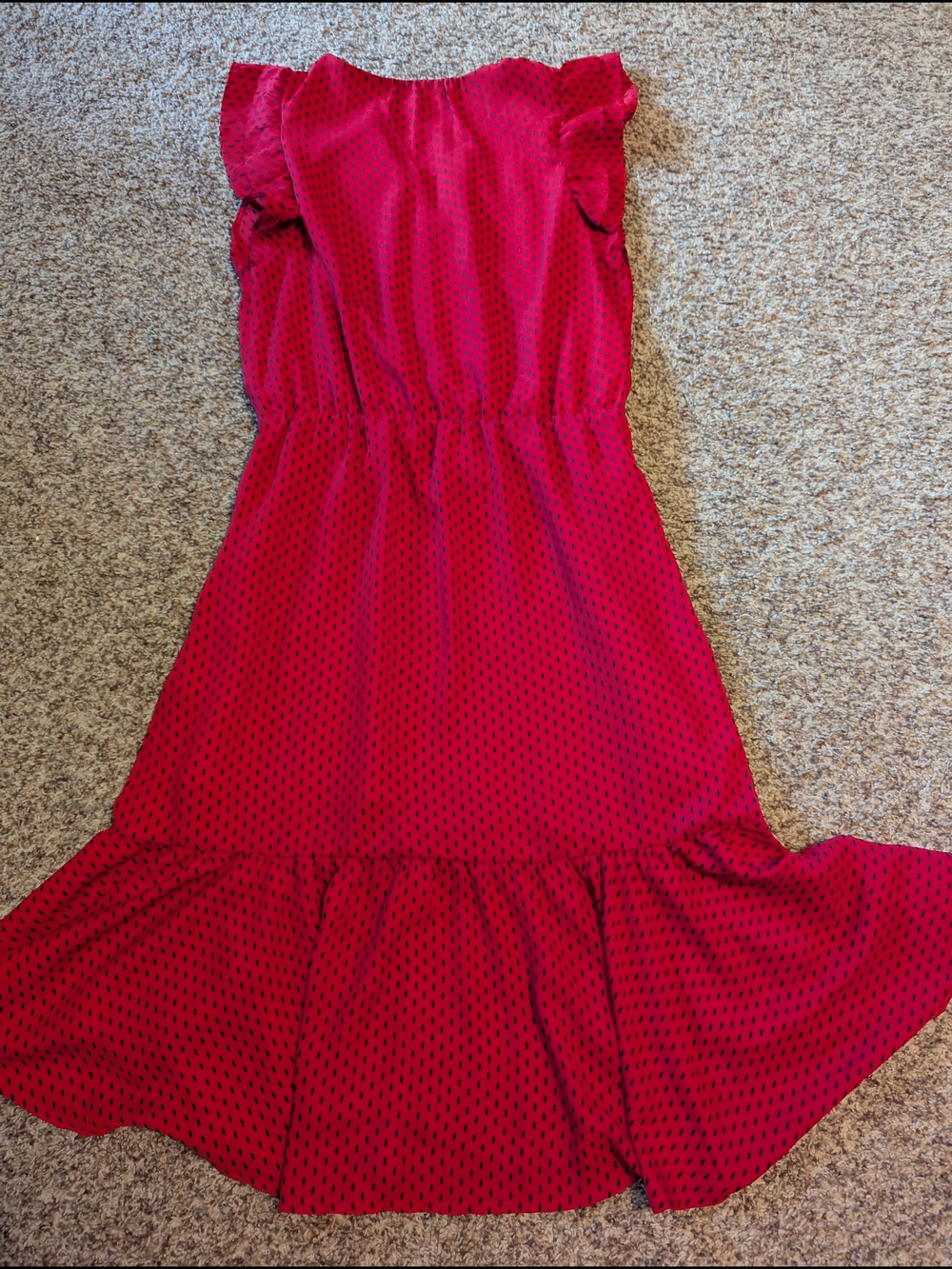 Banana Republic Red Polka Dot Flutter Sleeve Midi Dress - Picture 3 of 6